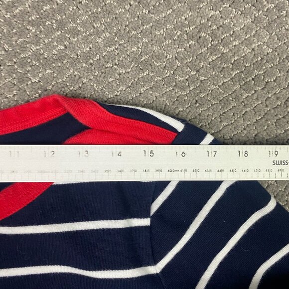 Talbots Sweater Dress Women's 1X Navy Blue White Cotton Shift Knit Striped Woman - Picture 7 of 11
